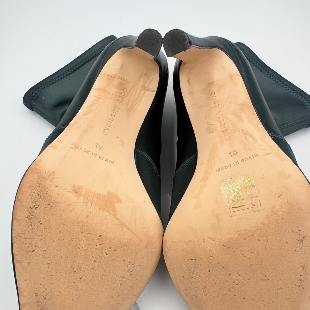 Good American The Icon Satin Sock Bootie Emerald Green Pointed Stiletto Heel 10 - Picture 12 of 16